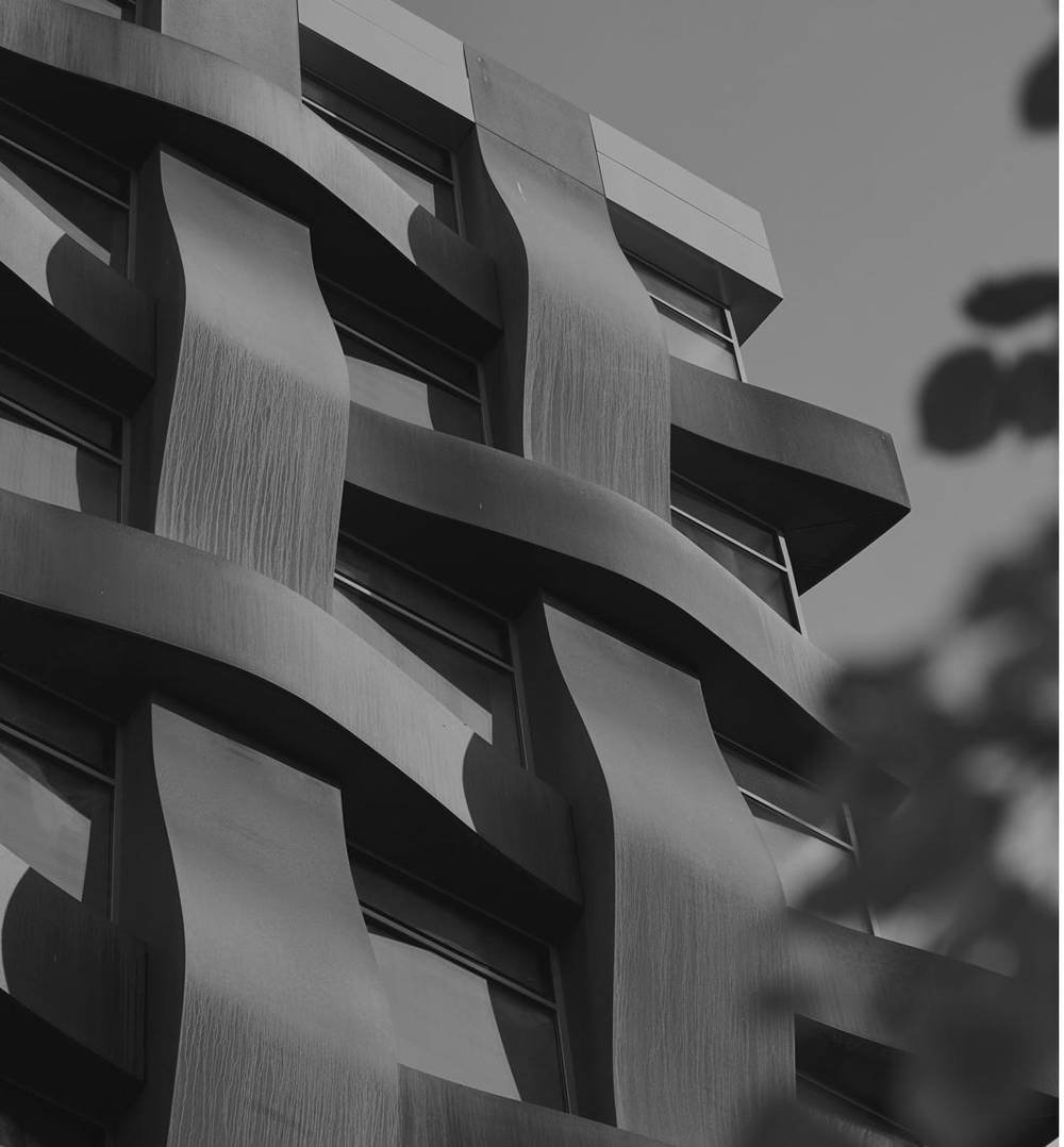 Curved facade of a concrete building
